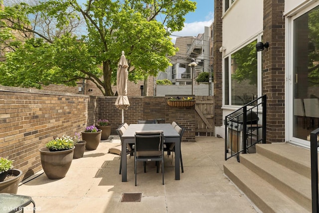 58 W Schiller St, Chicago, IL 60610 - view of patio / terrace with outdoor dining space, a fenced backyard, and entry steps