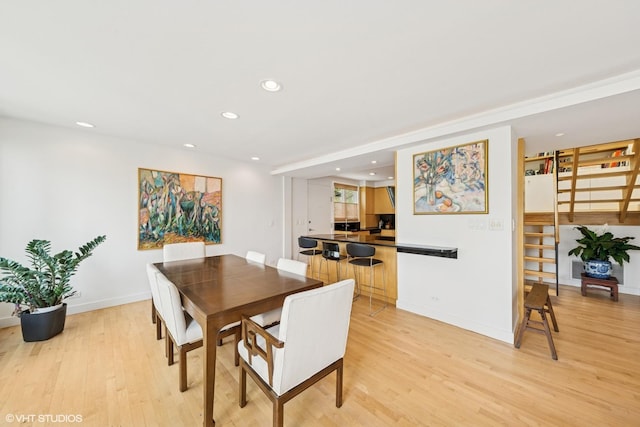 58 W Schiller St, Chicago, IL 60610 - dining room with recessed lighting, light wood-style flooring, stairway, and baseboards