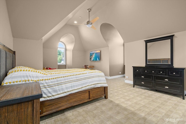 6590 Beech Ln, Libertyville, IL 60048 - bedroom with lofted ceiling, light carpet, and baseboards