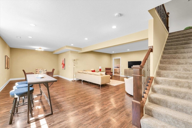 1601 Congressional Way, Champaign, IL 61822 - living area featuring stairs, wood finished floors, baseboards, and recessed lighting