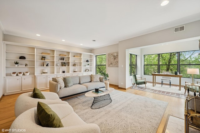 5055 N Sheridan Rd Unit 3N, Chicago, IL 60640 - living area with recessed lighting, light wood finished floors, and ornamental molding