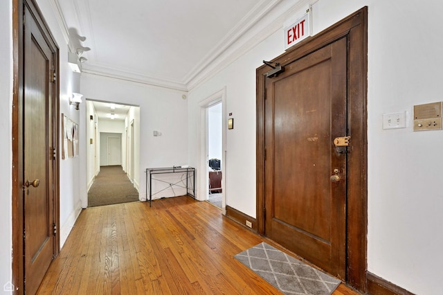 1347 E Hyde Park Blvd, Chicago, IL 60615 - entrance foyer featuring light wood-type flooring, ornamental molding, and baseboards