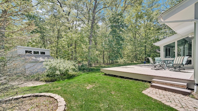 2625 E Vera Ln, Crete, IL 60417 - view of grassy yard featuring a deck and outdoor dining area