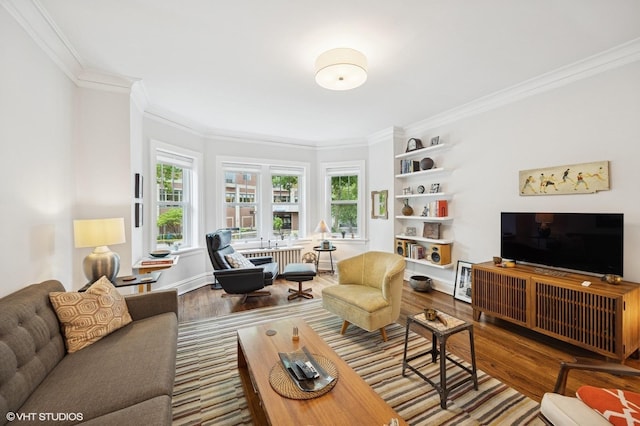 1112 Ontario St Unit 1E, Oak Park, IL 60302 - living area featuring wood finished floors, crown molding, and baseboards