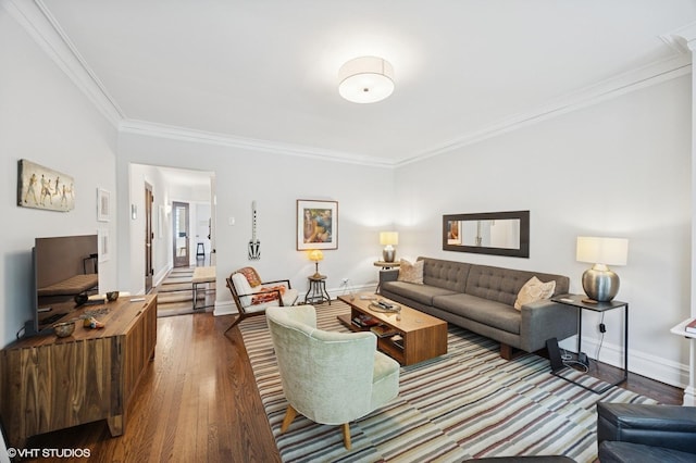 1112 Ontario St Unit 1E, Oak Park, IL 60302 - living area with crown molding, wood finished floors, and baseboards
