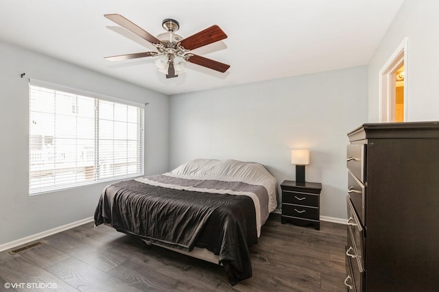 3330 Cameron Dr Unit 17-1, Elgin, IL 60124 - bedroom with baseboards, dark wood-style flooring, and a ceiling fan
