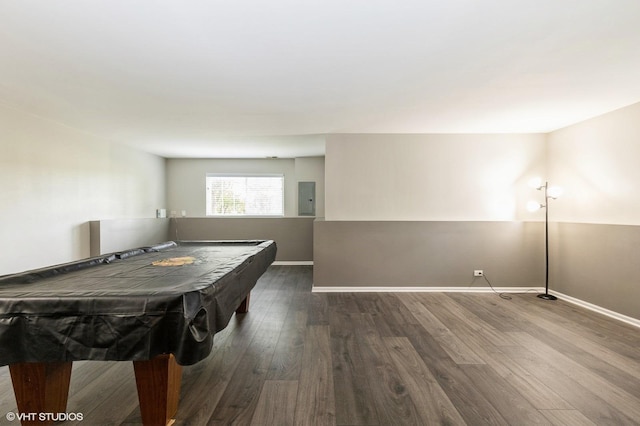 3330 Cameron Dr Unit 17-1, Elgin, IL 60124 - rec room featuring wood finished floors, electric panel, baseboards, and billiards table
