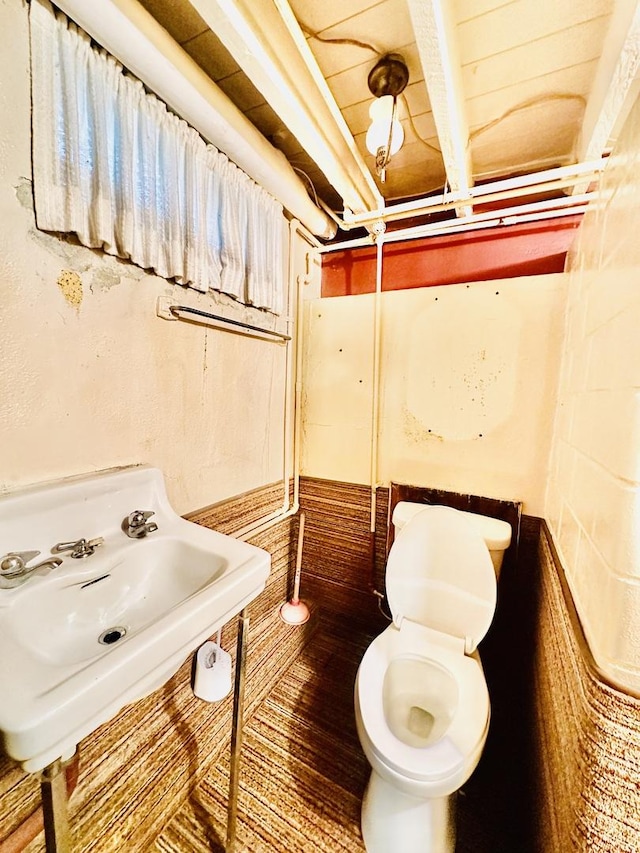 1115 E Wilson St, Streator, IL 61364 - bathroom with a sink, toilet, and wood finished floors