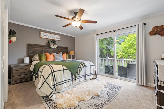 12826 Artesian St, Lemont, IL 60439 - bedroom featuring carpet, access to outside, ornamental molding, and a ceiling fan