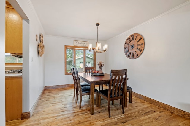 12826 Artesian St, Lemont, IL 60439 - dining area featuring a chandelier, healthy amount of natural light, crown molding, light wood-style floors, and baseboards