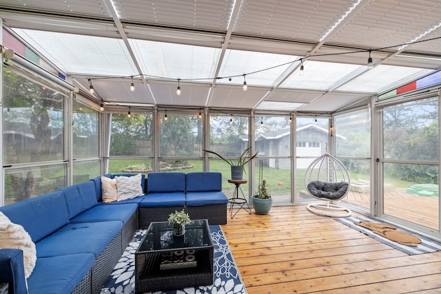 12826 Artesian St, Lemont, IL 60439 - sunroom / solarium with outdoor lounge area, rail lighting, and plenty of natural light