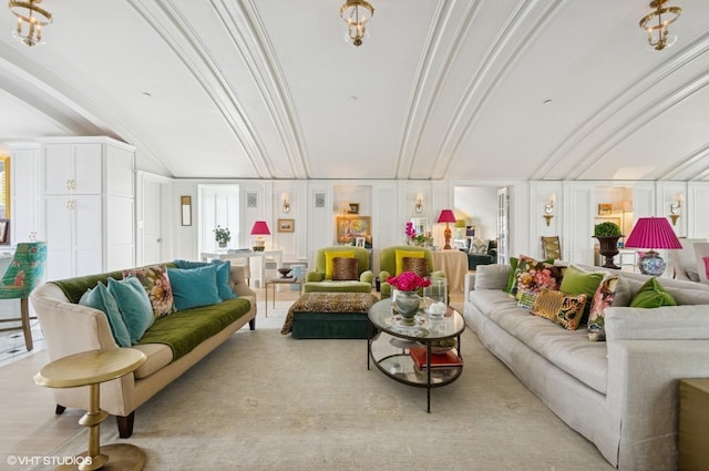 lobby with vaulted ceiling