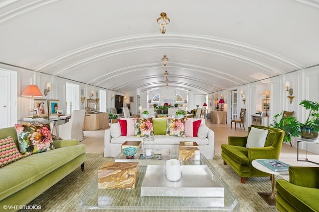 common area with lofted ceiling