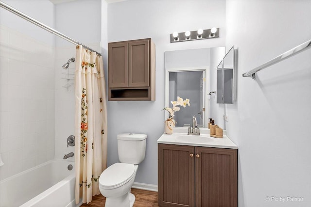 21148 W Cypress Ln, Plainfield, IL 60544 - full bathroom featuring toilet, vanity, shower / tub combo, baseboards, and wood finished floors