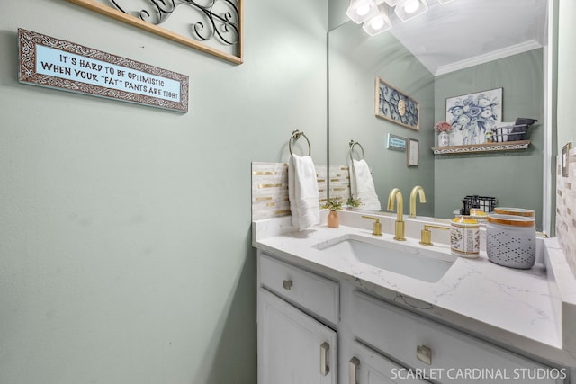 2442 La Costa Ct, Aurora, IL 60503 - bathroom featuring vanity and ornamental molding