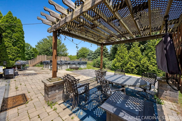 2442 La Costa Ct, Aurora, IL 60503 - view of patio / terrace featuring outdoor dining area and a pergola