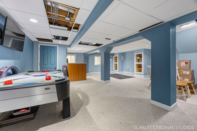 2442 La Costa Ct, Aurora, IL 60503 - game room featuring baseboards, carpet flooring, and recessed lighting