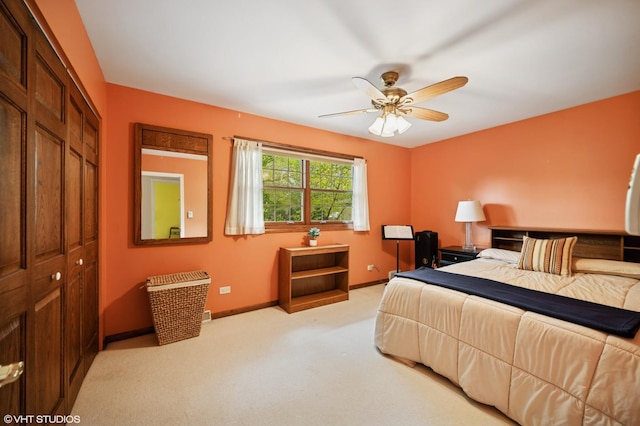 403 Minnaqua Dr, Prospect Heights, IL 60070 - bedroom featuring carpet flooring, baseboards, a closet, and a ceiling fan