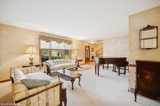 403 Minnaqua Dr, Prospect Heights, IL 60070 - carpeted living room with stairway and baseboards