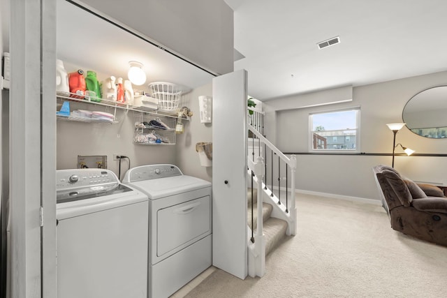 5306 Whisper Meadow Ct, Plainfield, IL 60586 - laundry area with separate washer and dryer, light carpet, and baseboards