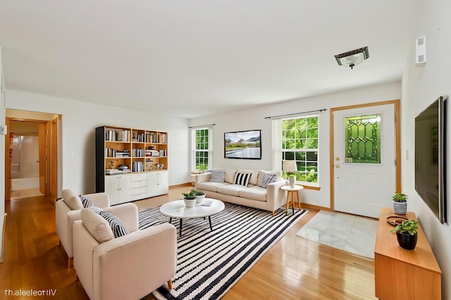 living room featuring light wood finished floors