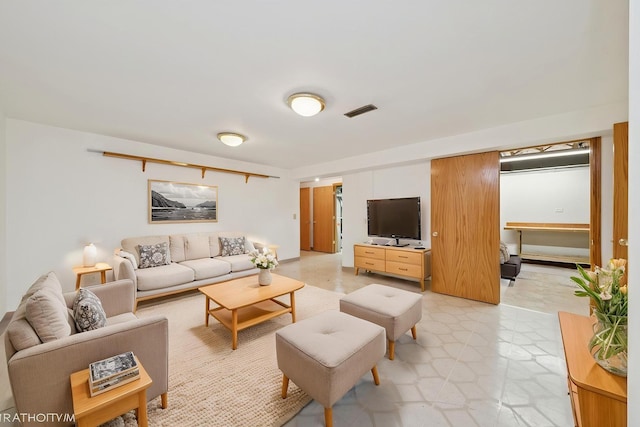 living room with light floors