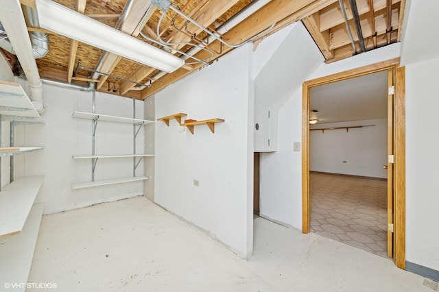 view of unfinished basement