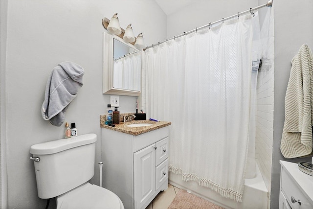 934 N Noble St, Chicago, IL 60642 - bathroom with toilet, vanity, shower / bath combination with curtain, and tile patterned flooring