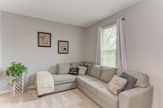 living room featuring baseboards and carpet floors