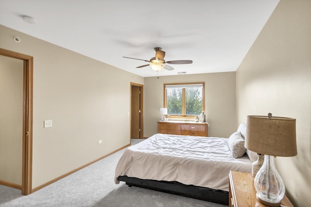 6850 W Winding Trl Unit 406, Oak Forest, IL 60452 - bedroom featuring light carpet, baseboards, and a ceiling fan