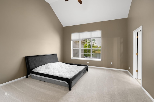 11911 Winterberry Ln, Plainfield, IL 60585 - carpeted bedroom featuring lofted ceiling, baseboards, and a ceiling fan