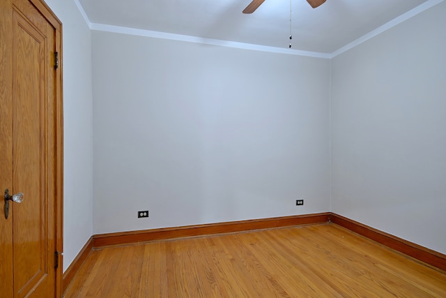 6211 W School St, Chicago, IL 60634 - unfurnished room featuring light wood-style floors, crown molding, a ceiling fan, and baseboards
