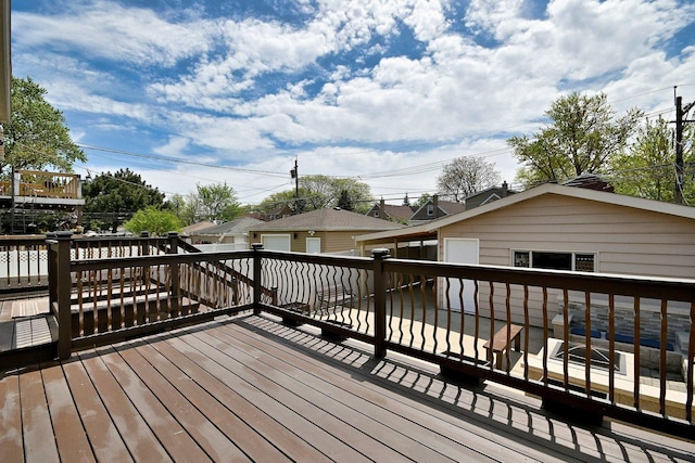 6211 W School St, Chicago, IL 60634 - wooden terrace featuring a garage