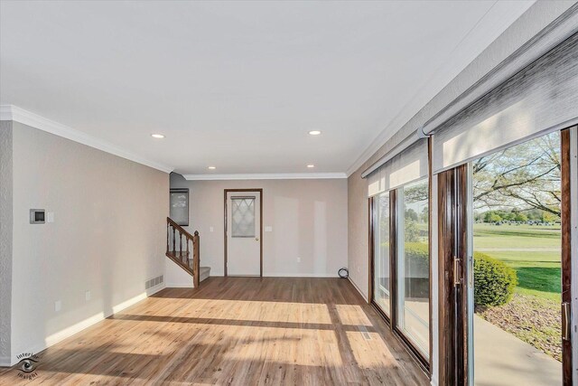 2958 N 1100 E Rd, Clifton, IL 60927 - unfurnished room featuring stairs, healthy amount of natural light, light wood-style flooring, baseboards, and recessed lighting