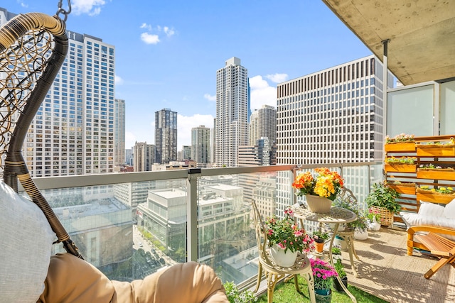 balcony featuring a view of skyline