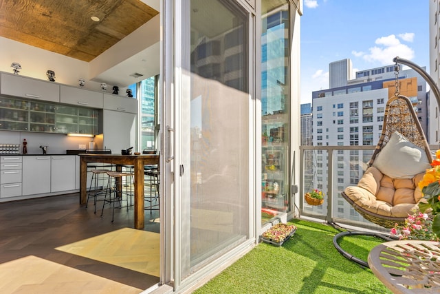 balcony with a view of city