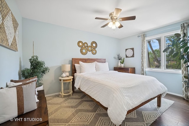 921 Harlem Ave Unit 1, Glenview, IL 60025 - bedroom featuring wood finished floors, baseboards, and a ceiling fan