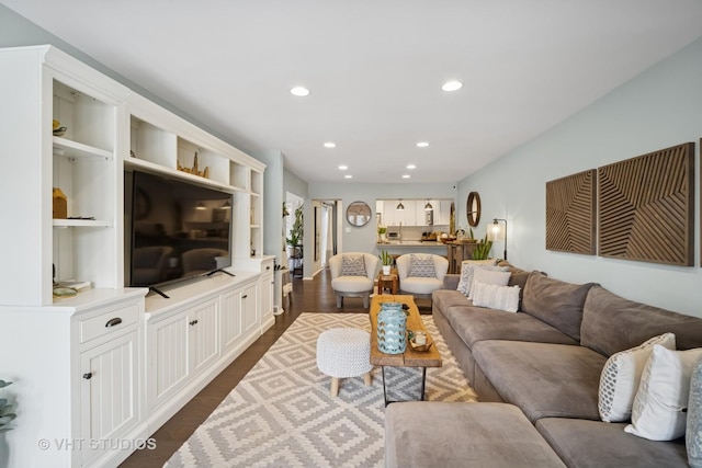 921 Harlem Ave Unit 1, Glenview, IL 60025 - living room featuring recessed lighting and dark wood-type flooring