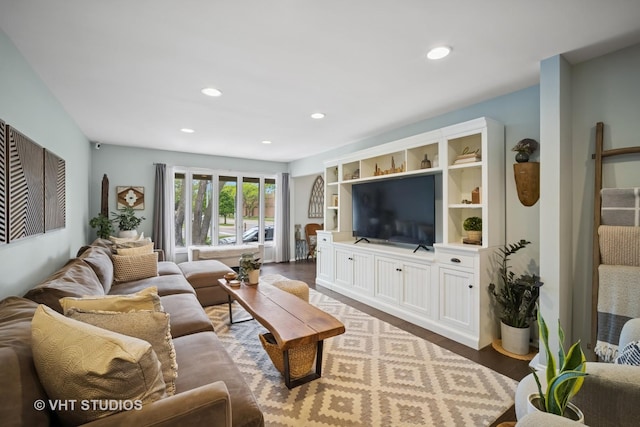 921 Harlem Ave Unit 1, Glenview, IL 60025 - living room with dark wood-style flooring and recessed lighting