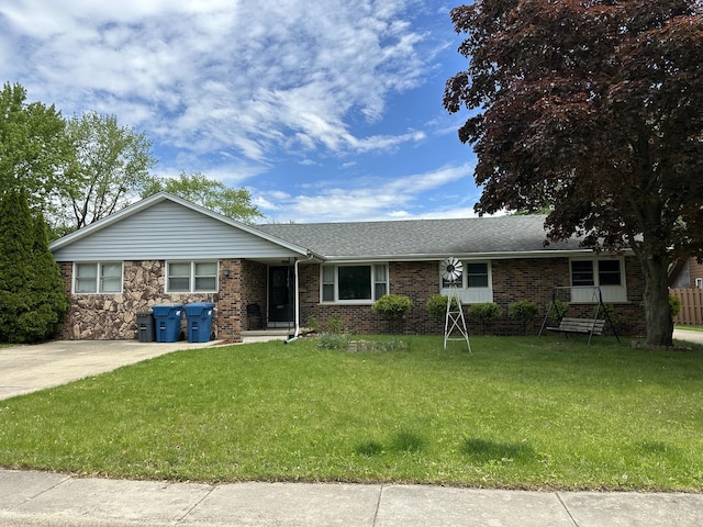 758 Edwin Dr, Bourbonnais, IL 60914 - ranch-style house with a front yard and brick siding