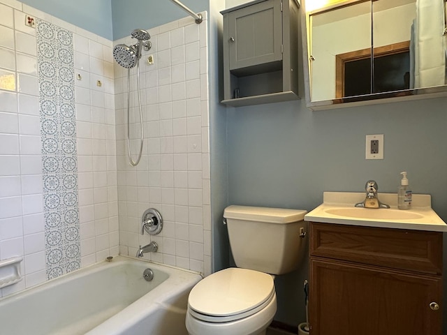 758 Edwin Dr, Bourbonnais, IL 60914 - bathroom featuring toilet, shower / bathtub combination, and vanity