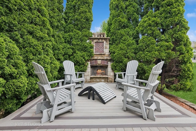 384 Edgewater Ct, Sugar Grove, IL 60554 - deck with an outdoor stone fireplace