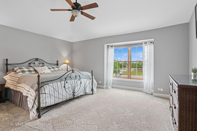 384 Edgewater Ct, Sugar Grove, IL 60554 - bedroom with baseboards, carpet flooring, and a ceiling fan