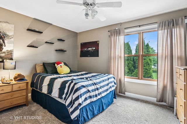 384 Edgewater Ct, Sugar Grove, IL 60554 - bedroom with light carpet, baseboards, and a ceiling fan