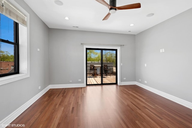 3641 N Ashland Ave Unit 4N, Chicago, IL 60613 - unfurnished room featuring wood finished floors, baseboards, a ceiling fan, and recessed lighting