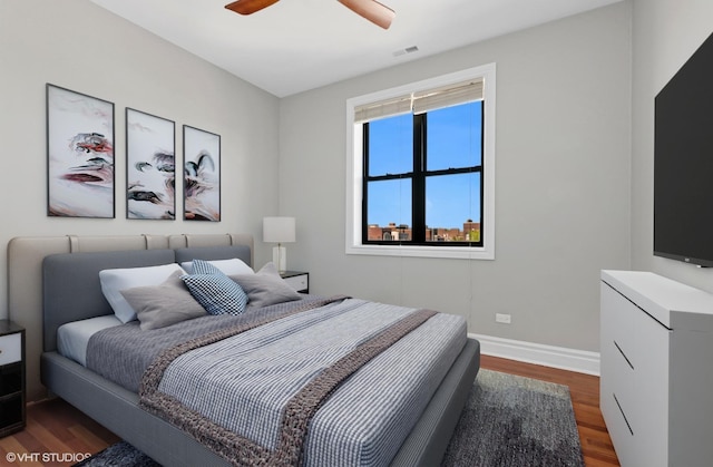 3641 N Ashland Ave Unit 4N, Chicago, IL 60613 - bedroom featuring wood finished floors, baseboards, and ceiling fan