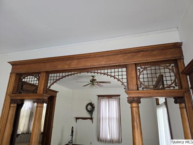 722 Wabash Ave, Carthage, IL 62321 - detailed view of arched walkways and ceiling fan