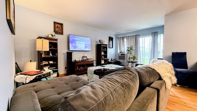 living room with wood finished floors