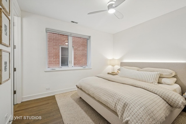2743 N Ashland Ave Unit 2S, Chicago, IL 60614 - bedroom featuring wood finished floors, baseboards, and ceiling fan