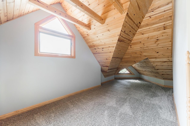 706 Washington Ave, Dixon, IL 61021 - additional living space with carpet floors, wooden ceiling, lofted ceiling, and baseboards